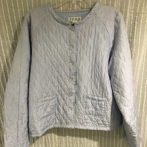 Vintage Zena Blue Silk Quilted Puffy Jacket